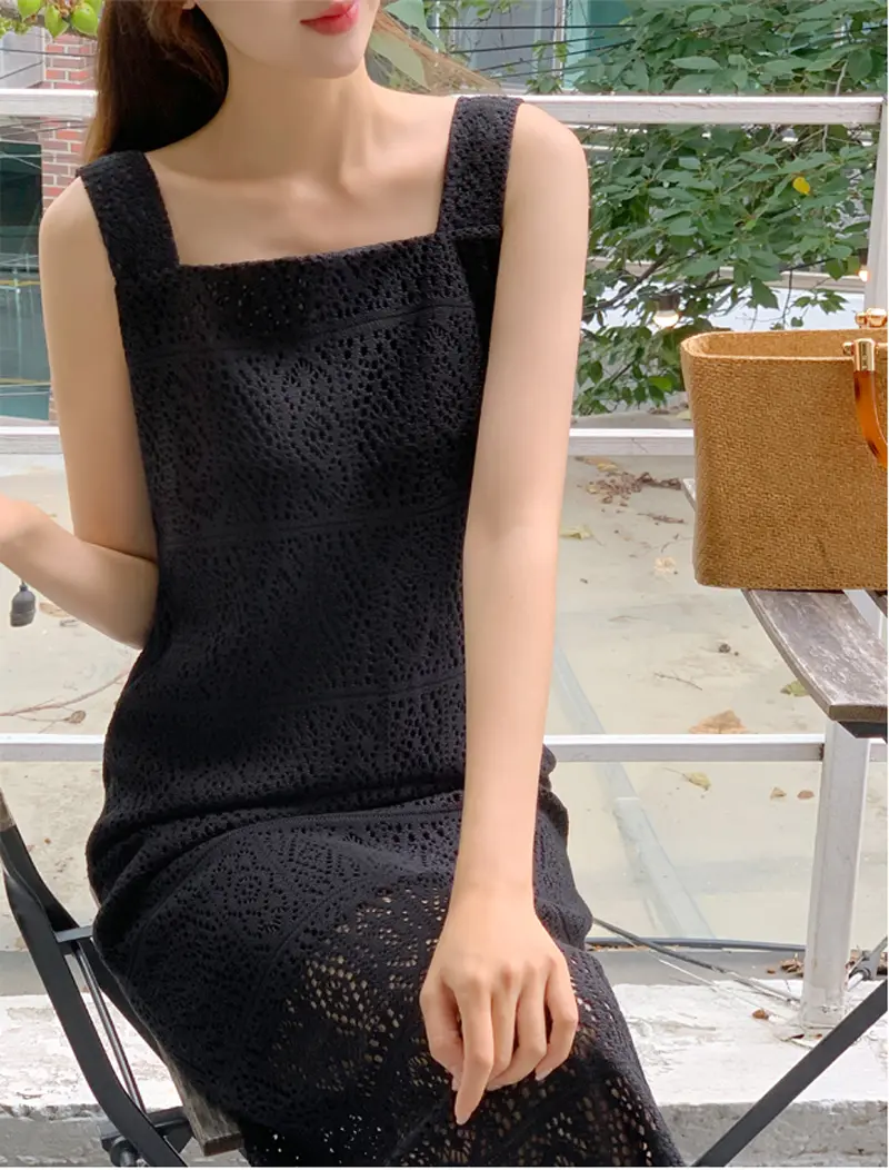 프렌치 레이스 방령 민소매 원피스 상세 이미지 26