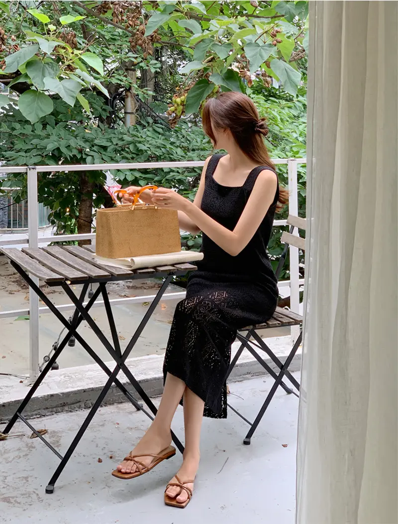 프렌치 레이스 방령 민소매 원피스 상세 이미지 28