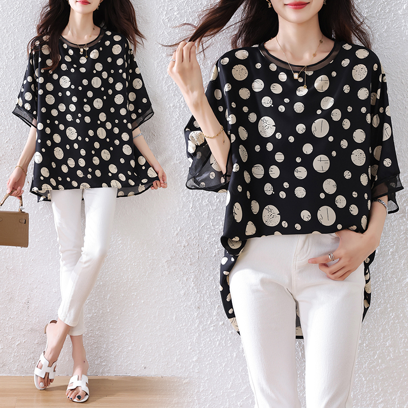 BY9170#夏季新款胖妹妹时尚减龄宽松遮肉显瘦印花T恤上衣