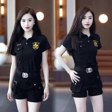 批发夏季新款<b class='q'>迷彩服</b>女短袖t恤<b class='q'>套装</b>户外休闲显瘦多口袋短袖工装