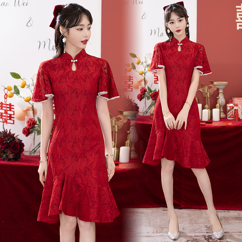 MY14742# 敬酒服新娘旗袍连衣裙结婚平时可穿气质女裝貨源服裝批發