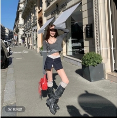 批发<b class='q'>欧美</b>风辣妹短款露脐打底衫短裤女薄款夏ins风热裤两件套