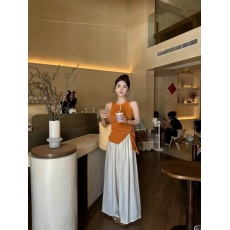 批发多巴胺不规则绑带无袖针织背心吊带上衣女夏季新款阔腿<b class='q'>裤</b><b class='q'>长裤</b>套<b class='q'>装</b>