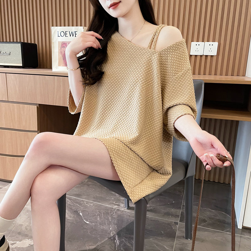 MY7374# 棉质网红ins潮超火短袖t恤女夏季宽松休闲设计感小众百搭上衣女裝貨源服裝批發