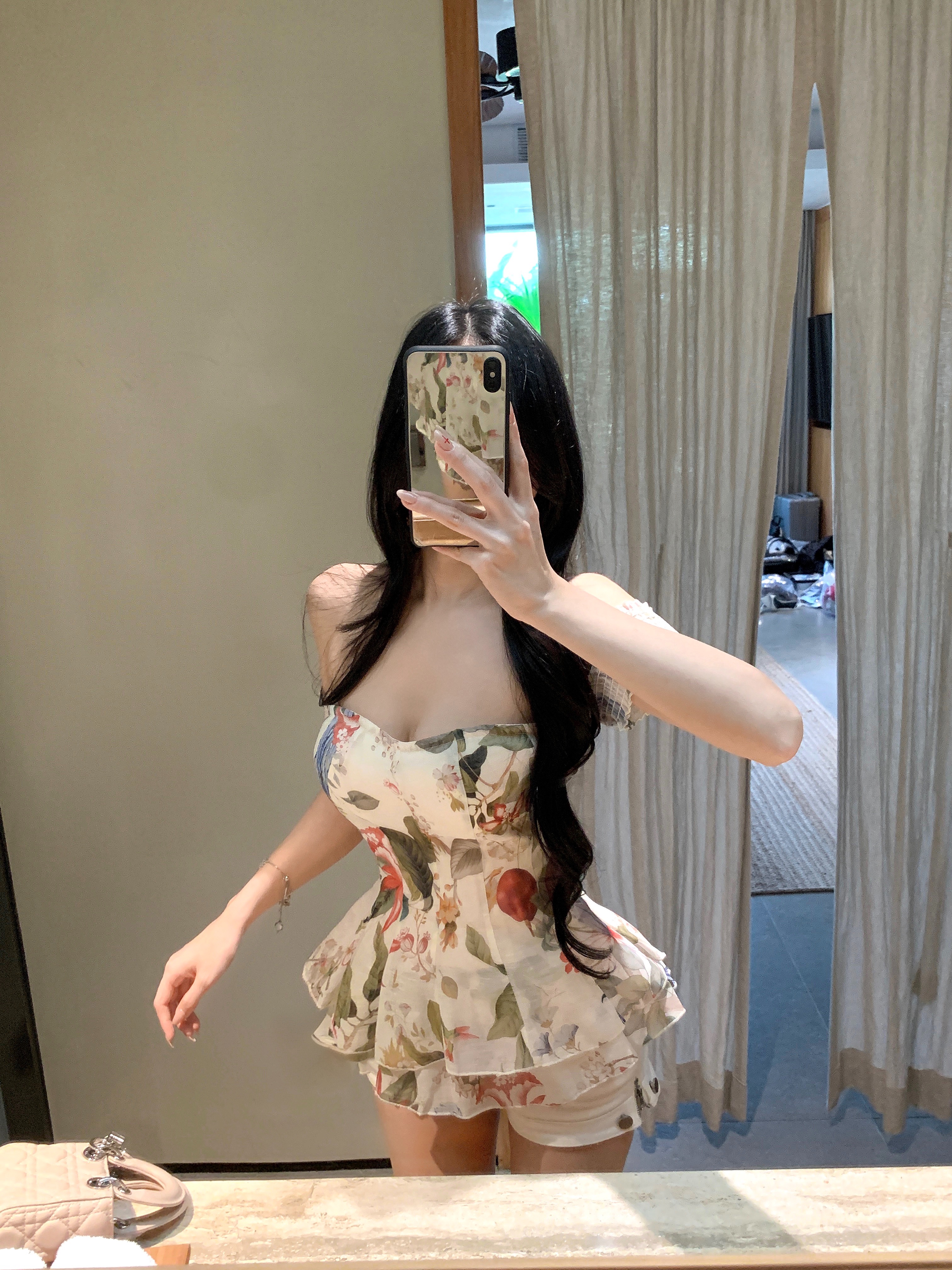 실사 정가 한 단어 오프숄더 섹시함 순수한 욕망 프린트 슬립 지퍼 패치워크 디자인 다용도 데님 반바지