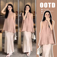 批发夏季时尚<b class='q'>孕妇</b><b class='q'>套装</b>法式简约气质无袖背心女温柔<b class='q'>修身</b>包臀裙两件套