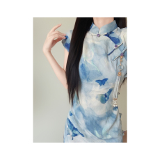 批发浮蝶梦中式旗袍改良年轻夏季少女2026新款复古气质连衣裙日常