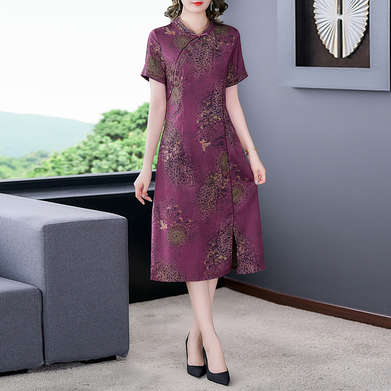 MY14851# 香云纱连衣裙女品牌高档夏新款专柜正品正宗花罗桑蚕丝真丝年...