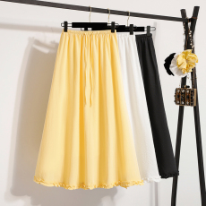 批发实拍大码女装夏款胖mm气质<b class='q'>百搭</b>韩系小清新木耳边遮肚显瘦半身裙子