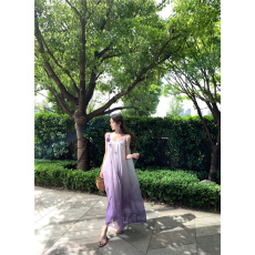 批发实价实拍~纯欲风粉红色气质超仙显瘦波西米亚<b class='q'>泰国</b>度假沙滩连衣裙