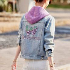 批发牛仔外套女装2026衣服时款<b class='q'>春</b>秋洋气百搭显瘦带帽牛仔服短外套