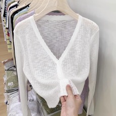 批发冰丝针织开衫防晒衣女夏季薄款网红小披肩外搭配吊带裙子坎肩外套