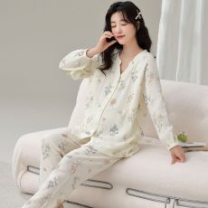 批发100纯棉纱布 月子服女春孕妇睡衣哺乳服<b class='q'>夏</b>孕期产后家居服套装