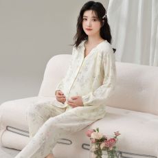 批发100纯棉纱布 月子服女春孕妇睡衣哺乳服<b class='q'>夏</b>孕期产后家居服套装