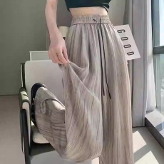 批发冰丝水墨印花休闲阔腿裤女<b class='q'>夏</b>季新款宽松垂感直筒拖地裤