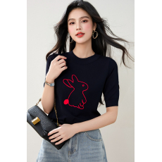 ◆◆2026年夏季显瘦高级圆领宽松时尚百搭针织T恤上衣