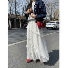 批发小个子仙女裙不规则蕾丝半身裙秋<b class='q'>冬</b>季中长款高腰显瘦裙子女装新款