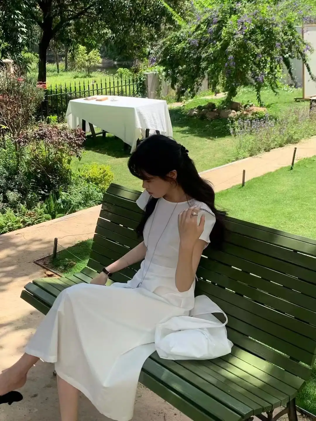 한국인기 러블리 허리 라인 반소매 원피스 세트 상세 이미지 2