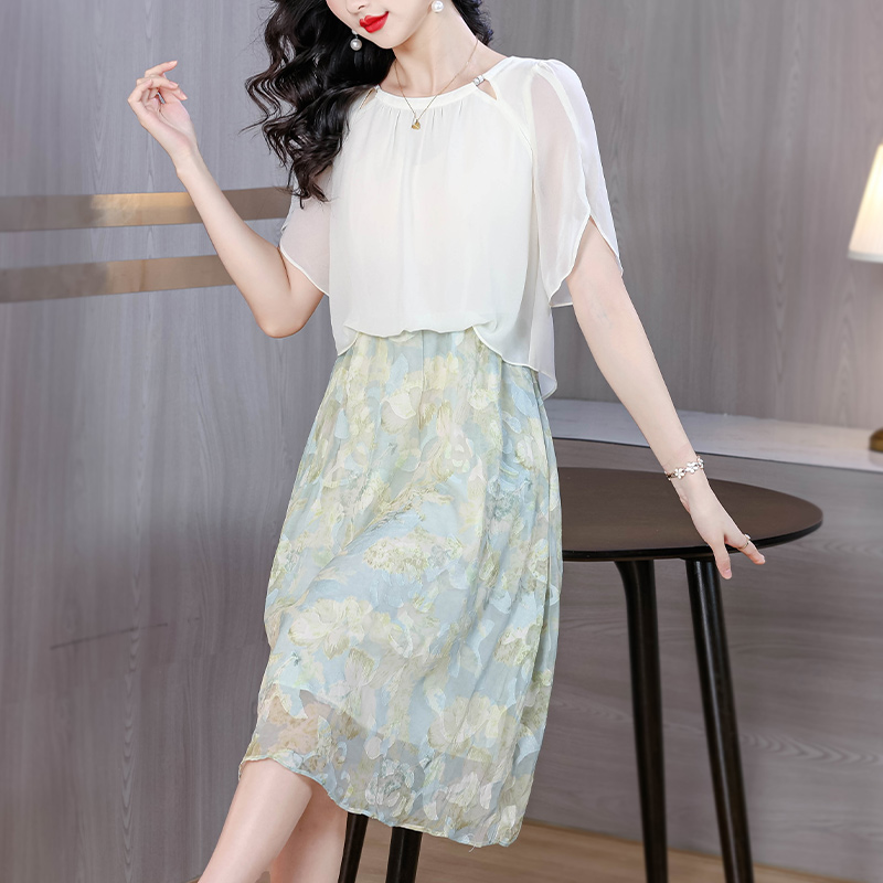 FA24758# 夏季新款时尚优雅减龄连衣裙显瘦气质 服裝批發女裝批發服飾貨源