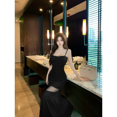 批发实拍法式小众绝美吊带性感气质显白网纱拼接掐腰腰围打底<b class='q'>长裙</b>