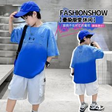 批发渐变纯棉中大童装男童短袖t恤纯棉夏季<b class='q'>新款</b>儿童宝宝半袖上衣男童