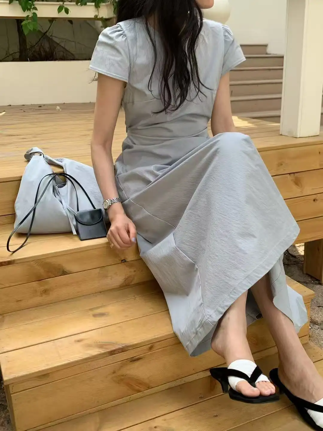 한국인기 러블리 허리 라인 반소매 원피스 세트 상세 이미지 15