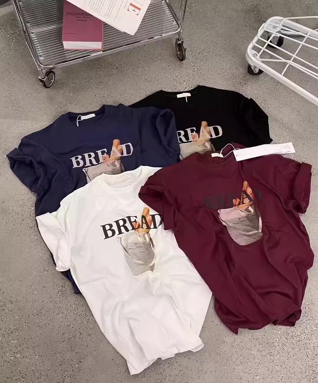 MY16817#  21支纯棉100%棉面包印花圆领短袖T恤女女裝貨源服裝...