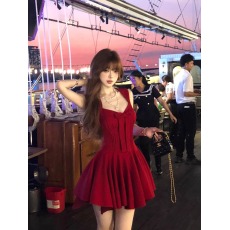 批发LazyDidi玫瑰人生四米裙摆公主裙<b class='q'>蝴蝶结</b>千金感无袖收腰短款<b class='q'>连衣裙</b>