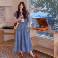 批发设计感小众<b class='q'>牛仔</b>衬衫套装女2026新款高腰显瘦半身裙两件套