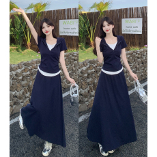 批发实拍大码套装2026夏季新款胖mm休闲假两件短袖上衣+半身裙两件套