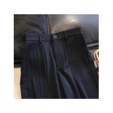 批发清仓捡漏~专柜撤回尾单设计感褶皱高腰风琴藏蓝色压褶萝卜阔腿裤