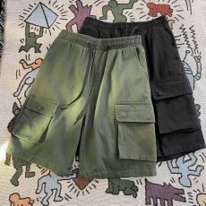 批发帅气街头夏季<b class='q'>日系</b><b class='q'>复古</b>工装短裤男多口袋设计宽松百搭休闲五分中裤