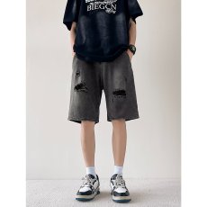 批发实拍实价   <b class='q'>日系</b>新款美式<b class='q'>复古</b>水洗破洞牛仔短裤男款