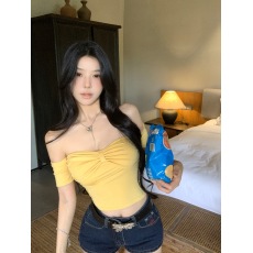 批发实拍实价 辣妹性感抹胸漏肩上衣<b class='q'>女</b>春夏皮带复古潮流修身牛仔短裤