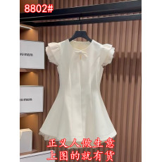 批发夏日绝美法式高级感小香风公主<b class='q'>礼服</b>子<b class='q'>裙</b>白色飞飞袖a字连衣<b class='q'>裙</b>女装