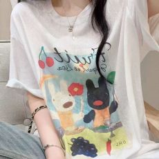 批发现货~雪花大码纯棉短袖T恤女夏2025新款宽松显瘦小众百搭印花上衣