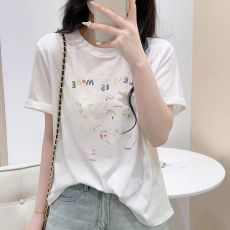 批发现货 雪花纯棉大码2025白色卡通印花<b class='q'>T</b><b class='q'>恤</b>短袖显瘦夏季休闲宽松上衣