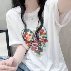 批发现货~大码美式复古爱心印花短袖T恤女夏韩版宽松慵懒风雪花棉上衣