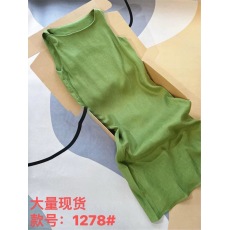 批发日韩外贸<b class='q'>尾</b>货<b class='q'>品牌</b>剪标绿色扭结设计亚麻法式气质优雅无袖连衣裙女