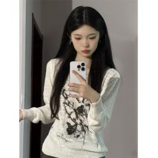 批发圆领镂空防晒长袖<b class='q'>针织衫</b>罩衫女夏季薄款艺术感设计小众<b class='q'>宽松</b>上衣…