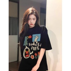 批发官图 21支纯棉210克100%棉短袖T恤女宽松<b class='q'>大码</b>印花