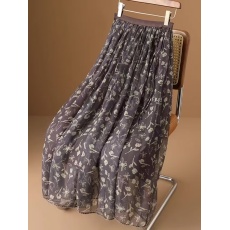 批发慵懒度假风 飘逸碎花半身裙女<b class='q'>夏</b>季薄款a字垂坠感显瘦遮胯中长裙子