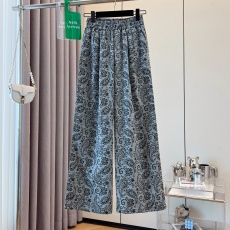 批发实拍 <b class='q'>夏</b>新款设计感小众复古提花松紧高腰显瘦宽松直筒阔腿裤女