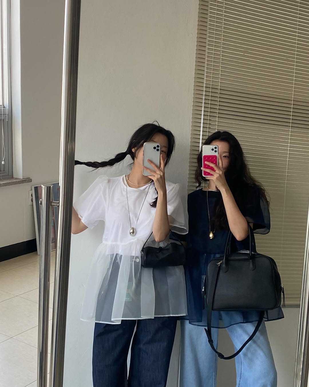 있음 선적 둘 색상 라운드 넥 망사 이후 레이스업 맨위 블라우스