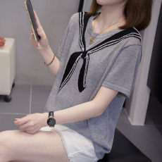 批发2026年夏季新款假两件竹节麻上衣<b class='q'>大码</b>女装微胖mm宽松内搭短袖T恤