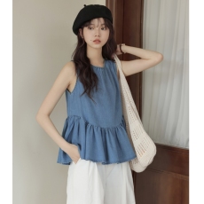 实拍2026夏 韩系ins风百搭简约后背系带慵懒设计感休闲背心上衣女