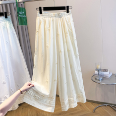 批发实拍2026夏季新款镂空刺绣蕾丝飘飘裤<b class='q'>女</b>宽松透气韩版百搭阔腿<b class='q'>裤</b>