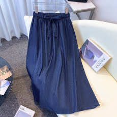 批发实拍2026夏季新款天丝牛仔松紧腰大码薄款<b class='q'>半身裙</b>高腰显瘦<b class='q'>长裙</b>