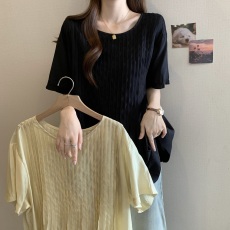 批发法式压褶荷叶边<b class='q'>雪纺衫女</b>夏大码胖MM今年流行减龄遮肚显瘦漂亮小衫