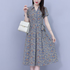 批发真丝桑蚕丝<b class='q'>连衣裙</b>女夏2025新款香云纱杭州高端大品牌妈妈碎花裙子